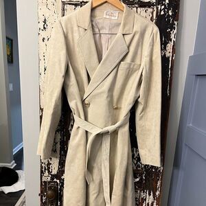 Vintage Abe Schrader 70’s women’s micro suede maxi trench coat.  Size 14.